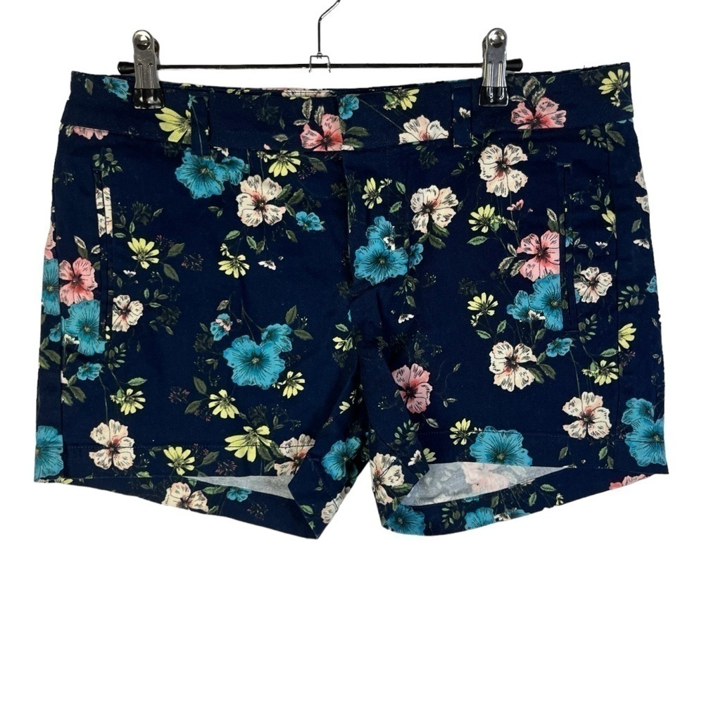 A.N.A Navy Blue Colorful Floral Twill‎ Chino Shorts 12